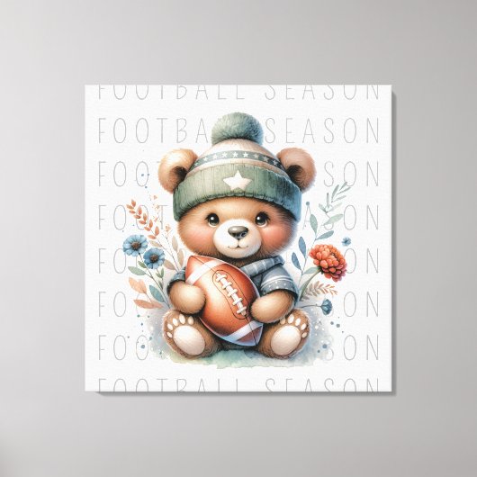 Schattige gepersonaliseerd Football Canvas Afdruk (Voorkant)