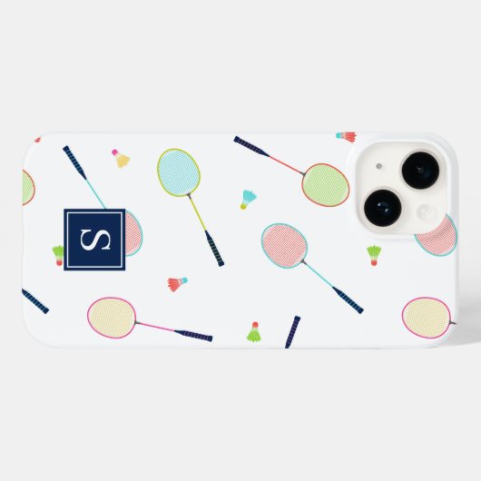 Schattige gepersonaliseerd monogram badmintonpatro Case-Mate iPhone case (Achterkant (horizontaal))