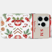 Schattige gepersonaliseerd monogram naam kerst Case-Mate iPhone case (Achterkant (horizontaal))