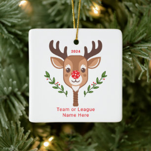 Schattige gepersonaliseerd rendier pickleball Orna Keramisch Ornament