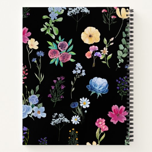 Schattige gepersonaliseerd veld Wildflower Pattern Notitieboek (Achterkant)