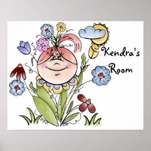 Schattige gepersonaliseerde bloementuinfee poster