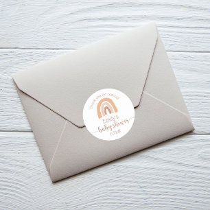 Schattige gepersonaliseerde boho regenboog baby sh ronde sticker