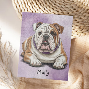 Schattige gepersonaliseerde Engelse Bulldog Legpuzzel