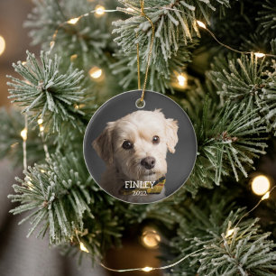 Schattige gepersonaliseerde foto huisdier kerst keramisch ornament