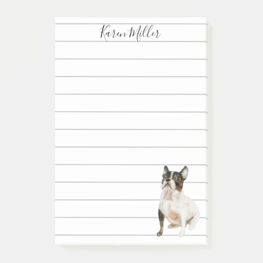Schattige gepersonaliseerde Franse Bulldog  Post-it® Notes (Voorkant)