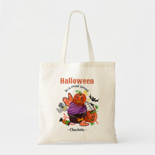 Schattige gepersonaliseerde Halloween-trut-of-beha Tote Bag
