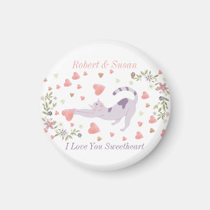 Schattige Gepersonaliseerde Kattenliefde Valentijn Magneet