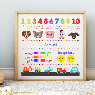 Schattige gepersonaliseerde kleine jongen leert poster