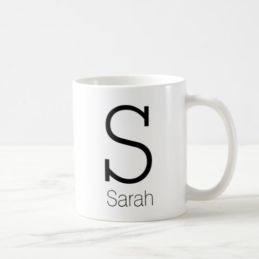 Schattige gepersonaliseerde monogram en naam koffiemok (Rechts)