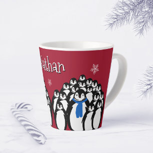 Schattige Gepersonaliseerde Pinguïn Latte Mok
