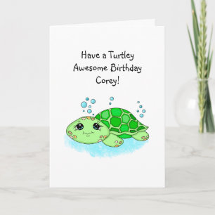 Schattige gepersonaliseerde schildpad-spreuk geluk kaart