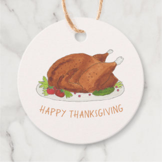 Schattige Geroosterde Kalkoen Gelukkig Thanksgivin Bedankjes Labels