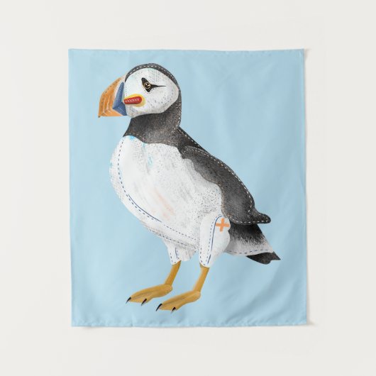 Schattige geschilderde puffin wandkleed (Voorkant)