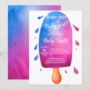 Schattige geslacht onthulling waterverf ijslolly kaart