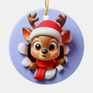 Schattige gespot Santa's rendier barst door Keramisch Ornament