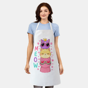 Schattige Gestapelde Kawaii Katten Miauw Schort