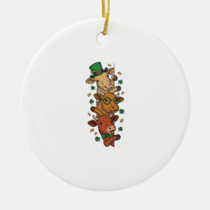 Schattige Gestapelde Koeien St Patrick Vintage Gra Keramisch Ornament