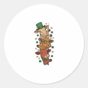 Schattige Gestapelde Koeien St Patrick Vintage Gra Ronde Sticker