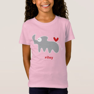 Schattige gestileerde cartoon grijze neushoorn kin t-shirt