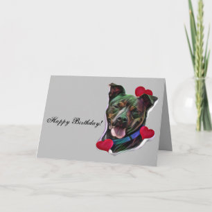 Schattige gestreepte Pop Art Pit Bull Staffordshir Kaart