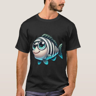Schattige Gestreepte Zeebaars Vis T-shirt