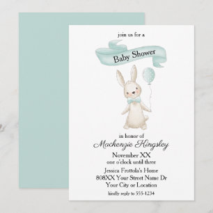 Schattige gevulde konijn met Blauwgroen ballon Bab Kaart