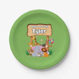 Schattige Geweldige Zoo Dier Kind Partij Papieren Bordje