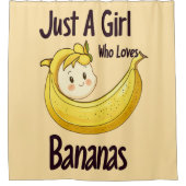 Schattige gewoon een meisje dat houdt van bananen  douchegordijn (Voorkant)