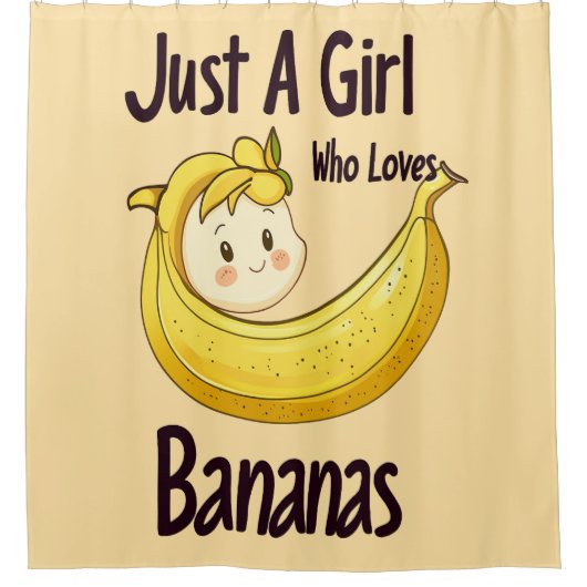Schattige gewoon een meisje dat houdt van bananen  douchegordijn (Voorkant)