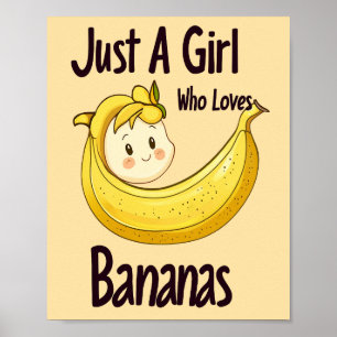 Schattige gewoon een meisje dat houdt van bananen  poster