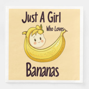 Schattige gewoon een meisje dat houdt van bananen  servet