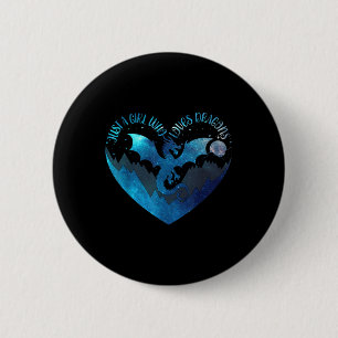 Schattige gewoon een meisje dat houdt van draken S Ronde Button 5,7 Cm