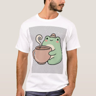 Schattige, gezellige kikker met warme chocolademel t-shirt