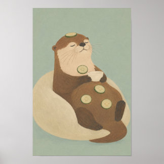 Schattige Gezonde Spa-dag Ontspannen Otter Poster