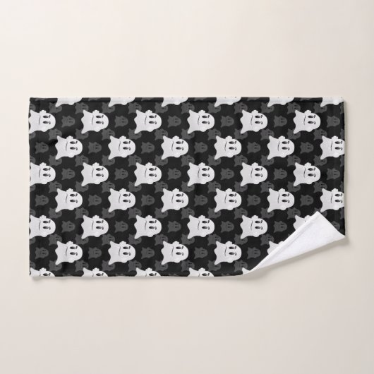 Schattige Ghost Blob zwart wit print ontwerppatroo Bad Handdoek (Handdoek)