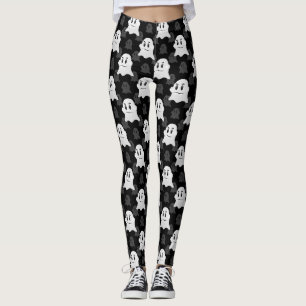 Schattige Ghost Blob zwart wit print ontwerppatroo Leggings