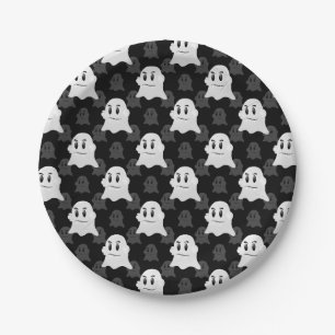 Schattige Ghost Blob zwart wit print ontwerppatroo Papieren Bordje