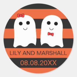 Schattige Ghost Couple Halloween Bruiloft Sticker 