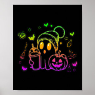 Schattige Ghost Drink Koffie Halloween Ghost Coffe Poster