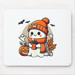 Schattige Ghost Drink Koffievrouwen Halloween Kawa Muismat