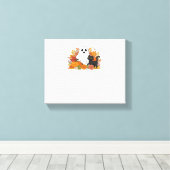 Schattige Ghost en Black Cat Classic T-shirt Canvas Afdruk (Insitu (Houten vloer))