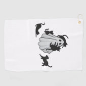 Schattige Ghost en Black Cats Classic T-shirt Golfhanddoek (Horizontaal)