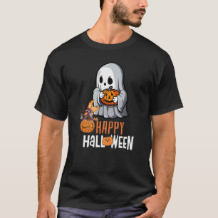 Schattige Ghost en Pumpkin "Happy Halloween" T-shi T-shirt