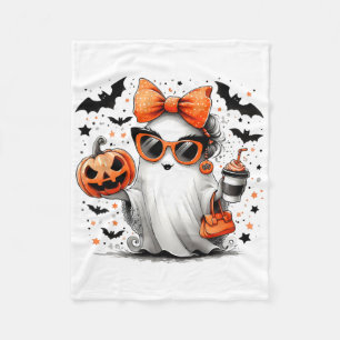 Schattige Ghost Halloween Diva Cartoon Sungles Han Fleece Deken