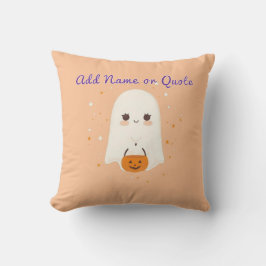 Schattige Ghost Halloween Pillow – Bewerkbare teks Kussen