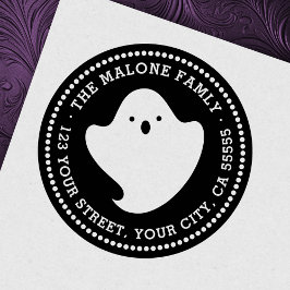 Schattige ghost halloween retouradres 	rubberstempel