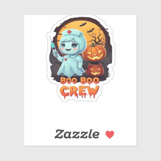 Schattige Ghost Nurse - Boo Boo Crew Halloween Fun Sticker (Vel)