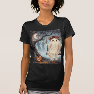 Schattige Ghost on Swing Halloween Haunting In Sti T-shirt