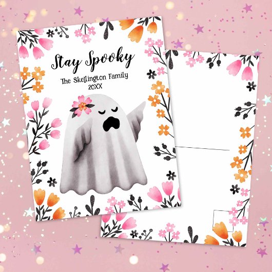 Schattige Ghost Stay Spooky Halloween Briefkaart